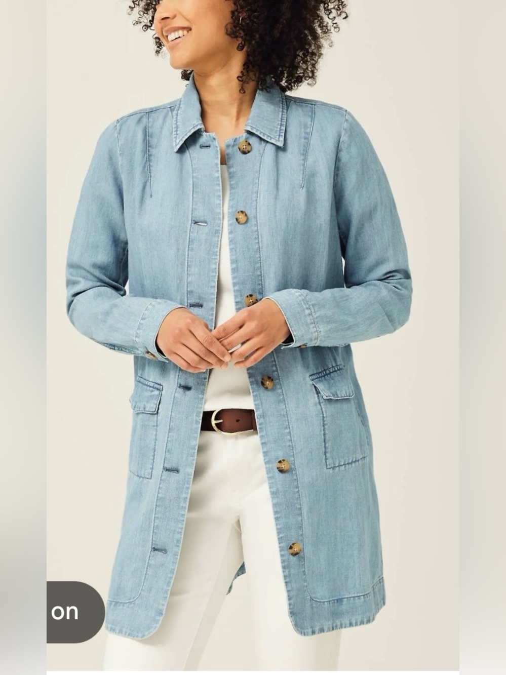 J.Jill Denim  Cotton Linen Button Front  Duster Size XS